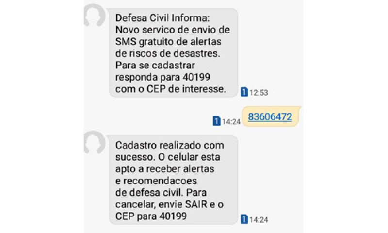 Defesa Civil vai disparar alertas por SMS a todos os municípios