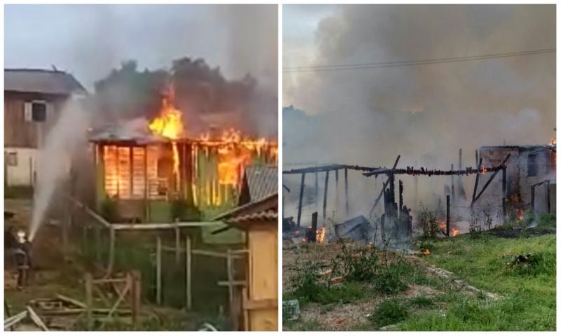 Duas casas destruídas pelo fogo no São Vicente