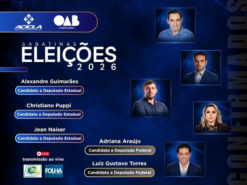 Acicla e OAB Campo Largo promovem sabatina com candidatos da cidade a deputado estadual e federal