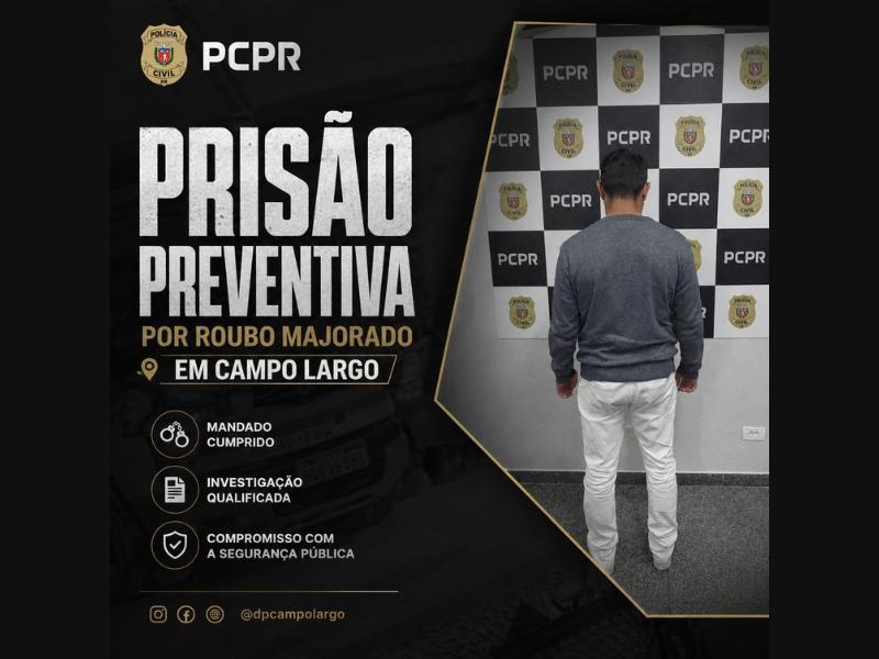 Polícia Civil prende suspeito de roubar uma idosa em Campo Largo 