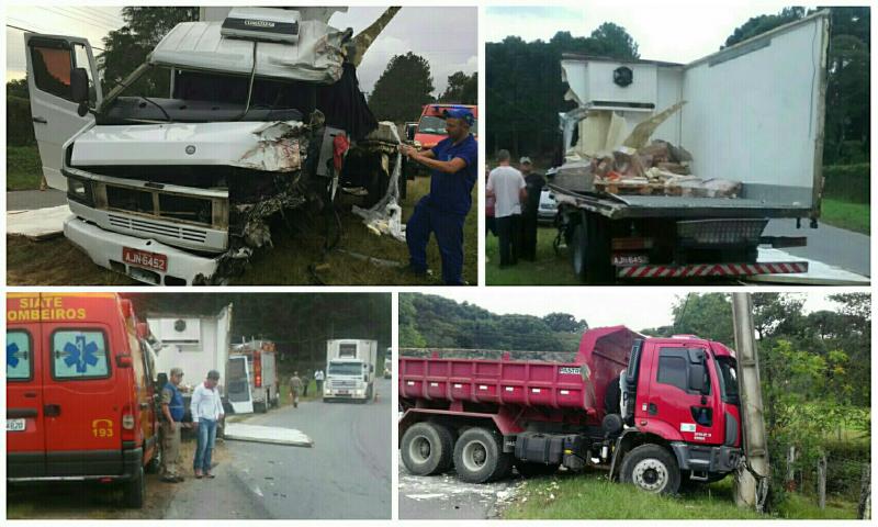 Motorista ferido em colisão entre caminhões na Balsa