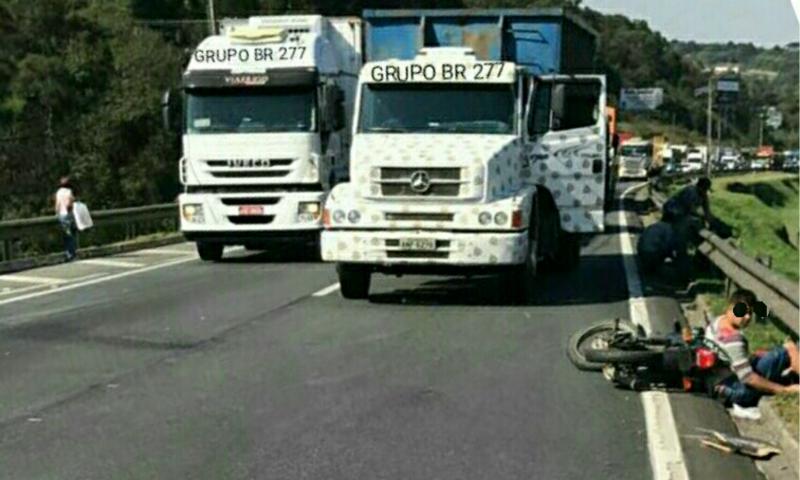 Motociclista ferido em acidente no km 103 da BR277