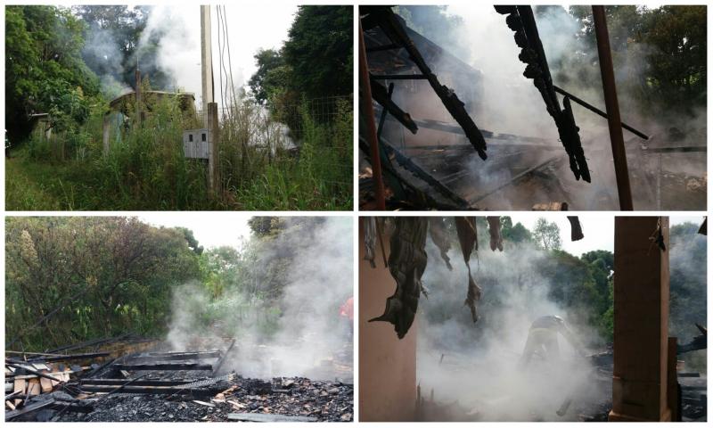 Bombeiros combatem incêndio em residência no Bugre