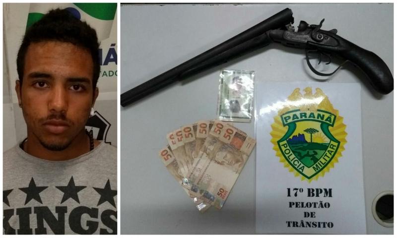 Pelotão de trânsito da PM prende rapaz com arma no coletivo