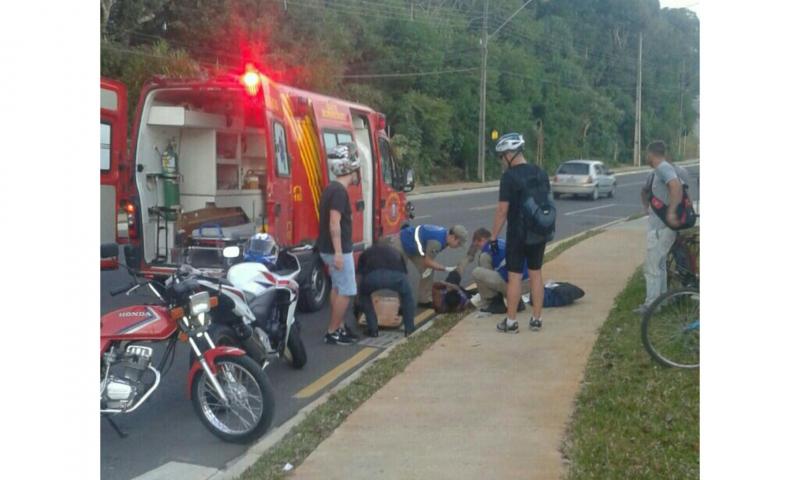 Ciclista ferido em queda na Dom Pedro II