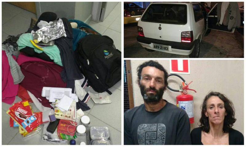 PM localiza Uno branco usado em assaltos e um casal foi preso