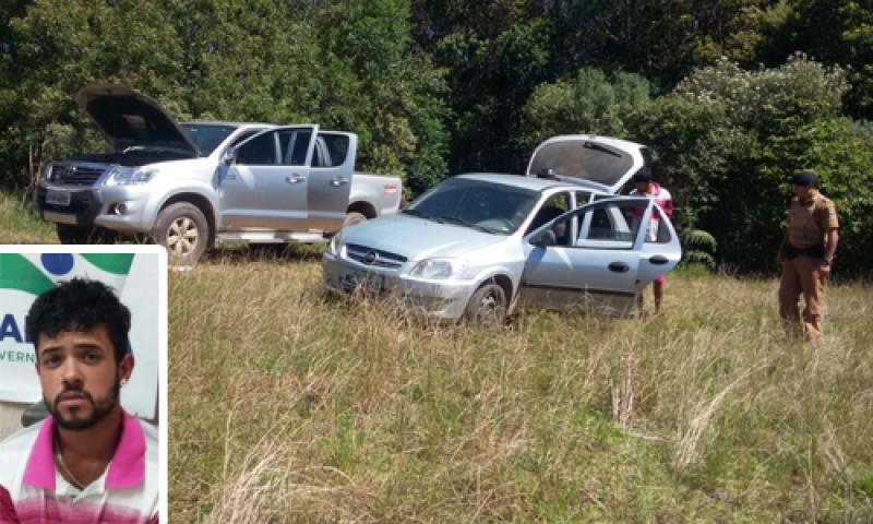 Hilux recuperada pela Polícia Militar na Ferraria