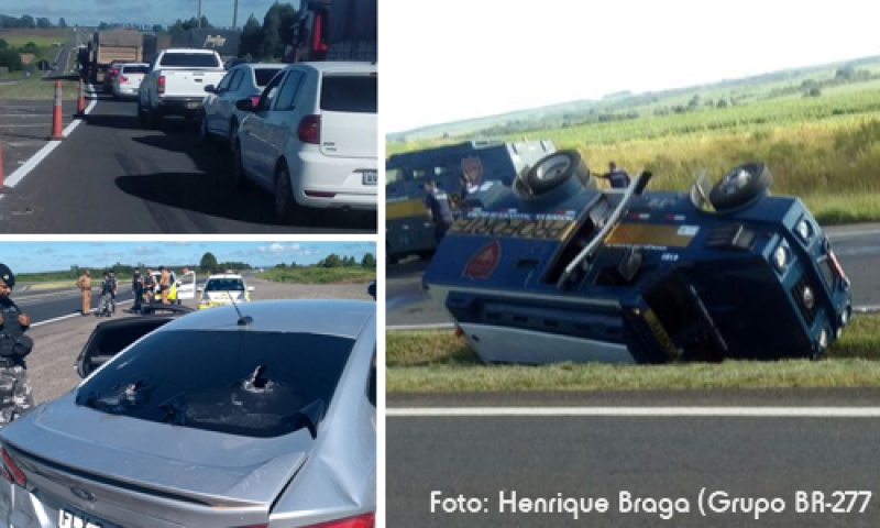 Marginais atacam carros-fortes na 376 e duas pessoas morrem