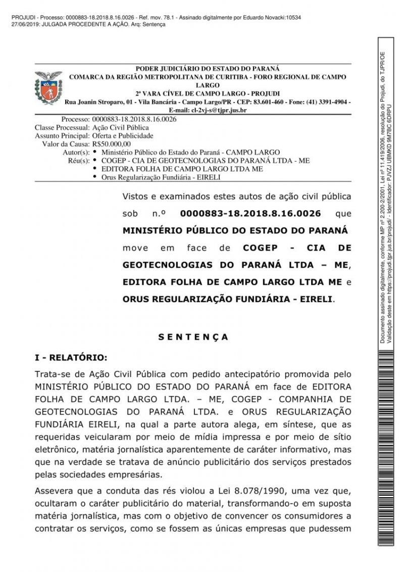 Sentença condenatória