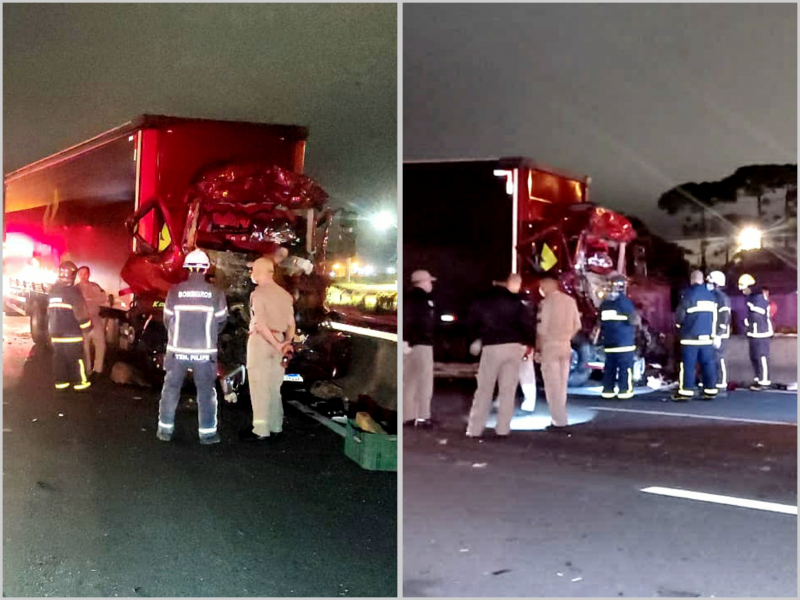 Uma vítima fatal em colisão traseira entre caminhões no Km 117 em Campo Largo