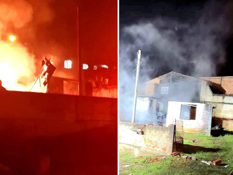 Bombeiros combatem incêndio em residência no Loteamento Iara