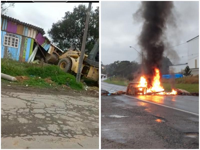 Manifestação na PR-423 acaba virando vandalismo e roubos a caminhões 