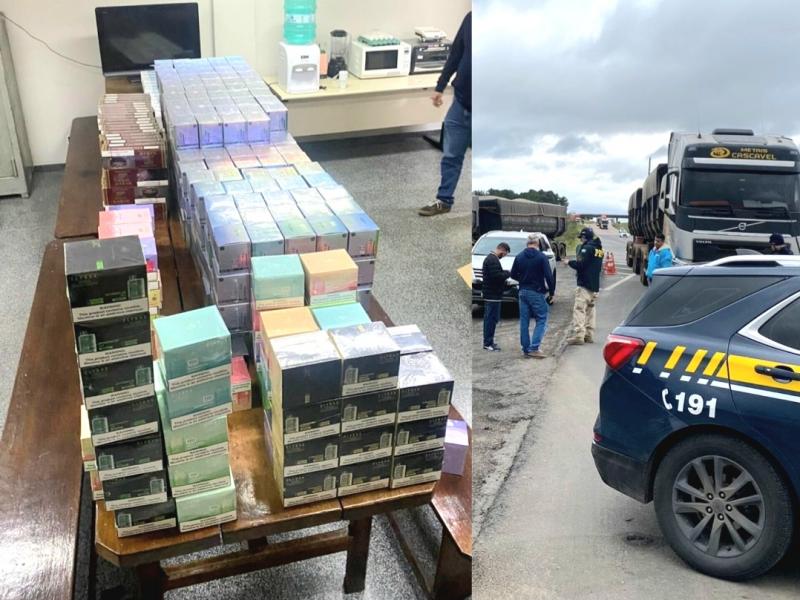 PC de Campo Largo e a PRF apreendem mais de R$ 300 mil em contrabandeados