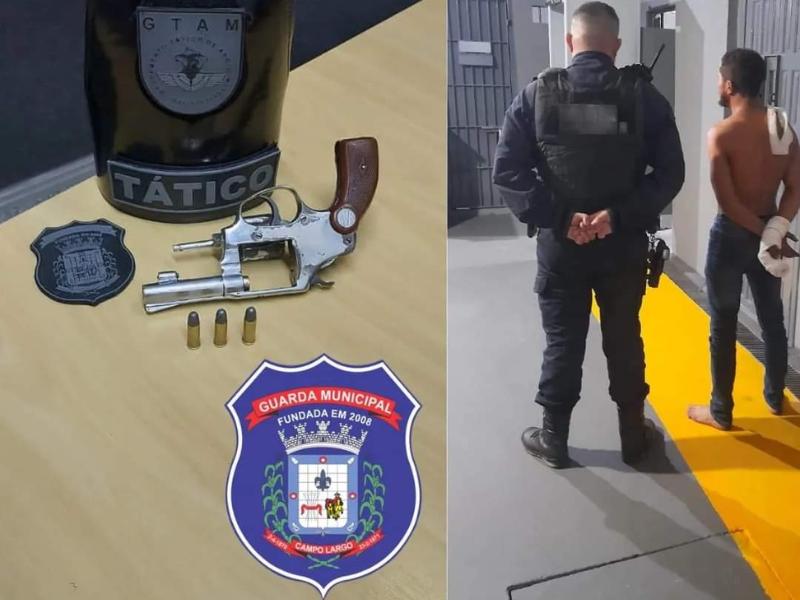 Homem descontrolado e armado é preso pela Guarda Municipal no Centro