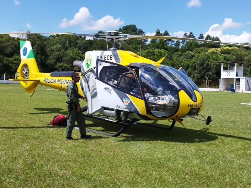 Trabalhador socorrido pelo SIATE em estado grave em Bateias é helitransportado para Curitiba 