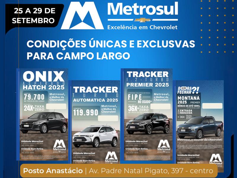 Chevrolet 0km com ofertas imperdíveis no 4º Mega Feirão Metrosul em Campo Largo
