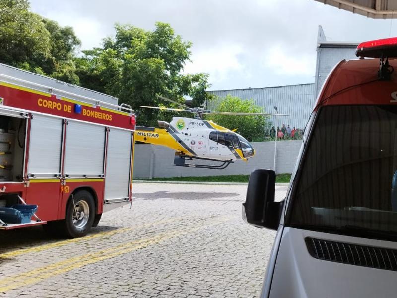 Rapaz é socorrido em estado grave ao sofrer queda de plano elevado na Rondinha em Campo Largo 