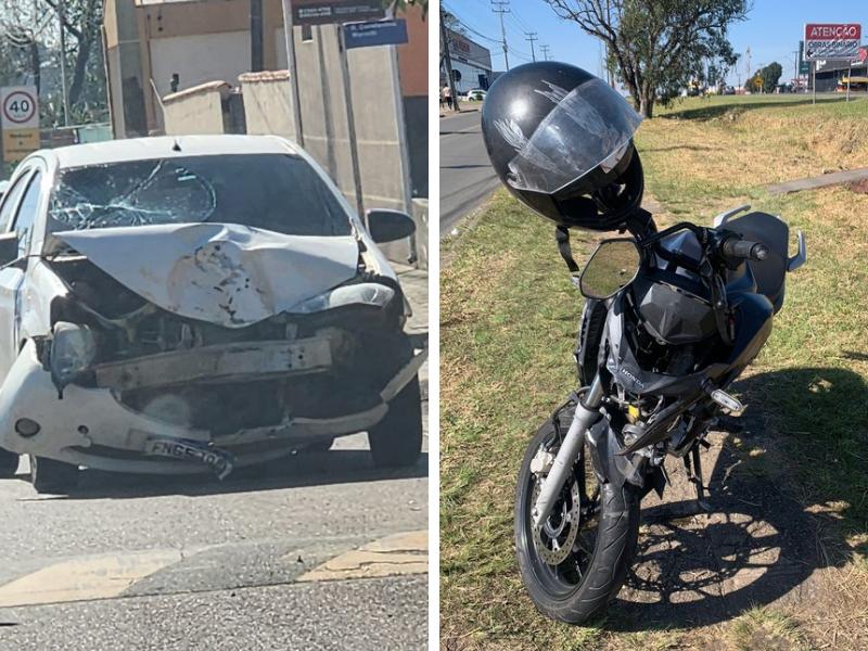 Motociclista socorrido em estado grave após colisão na marginal da antiga 277 em Campo Largo 