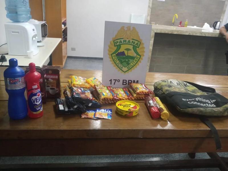 Indivíduo preso pela Polícia Militar após arrombar estabelecimento comercial em Campo Largo