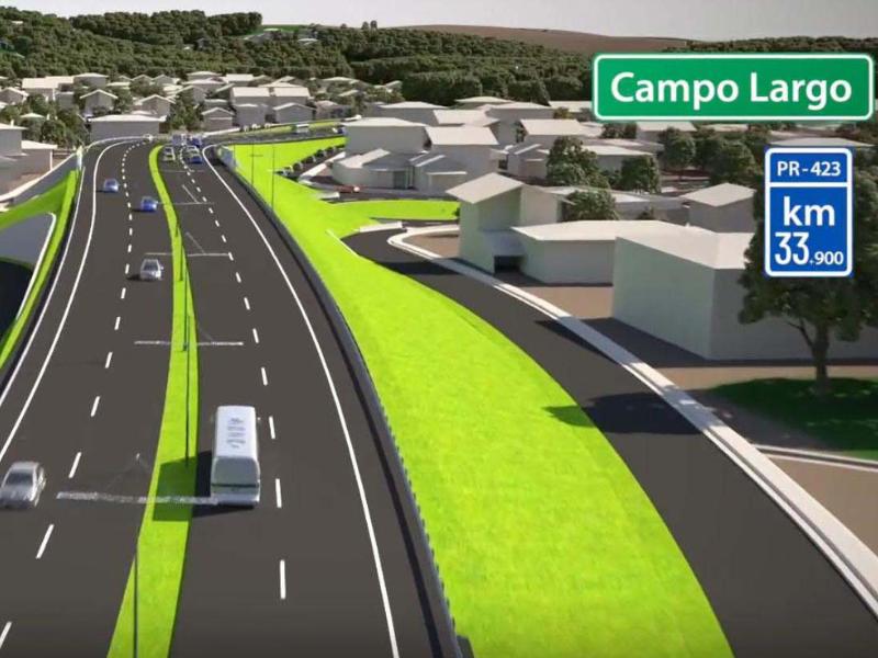 PR-423 entre Campo Largo e Araucária receberá  dois viadutos, conforme divulgação de concessionária