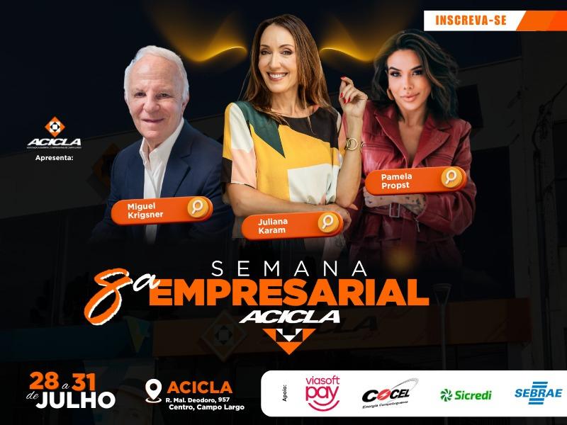 Semana Empresarial da Acicla terá palestras gratuitas e inspirações de sucesso
