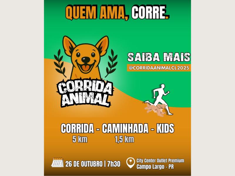 Corrida Animal está com inscrições abertas e valor arrecadado será destinado ao Banco de Ração