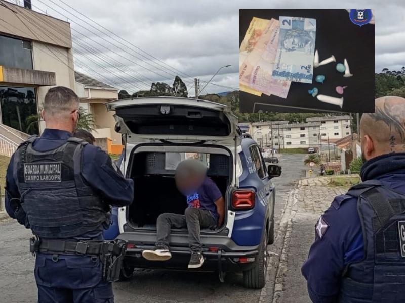 Guarda Municipal de Campo Largo prende homem por tráfico de drogas no bairro Aparecida