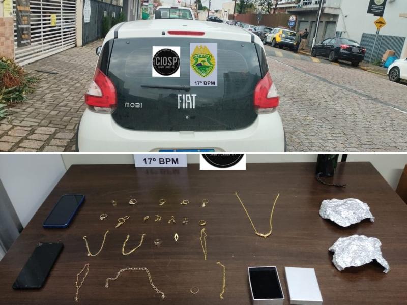 Polícia Militar e CIOSP prendem suspeitos de furto em abordagem em Luiz do Purunã 