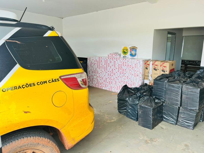 Polícia Rodoviária Estadual, com o apoio do CIOSP de Campo Largo, apreende carga de cigarros e recupera Van furtada