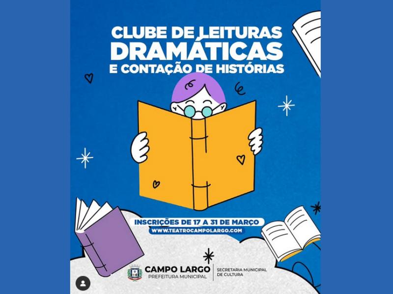 Inscrições abertas até o dia 31 para o Clube de Leituras Dramáticas e Contação de Histórias 