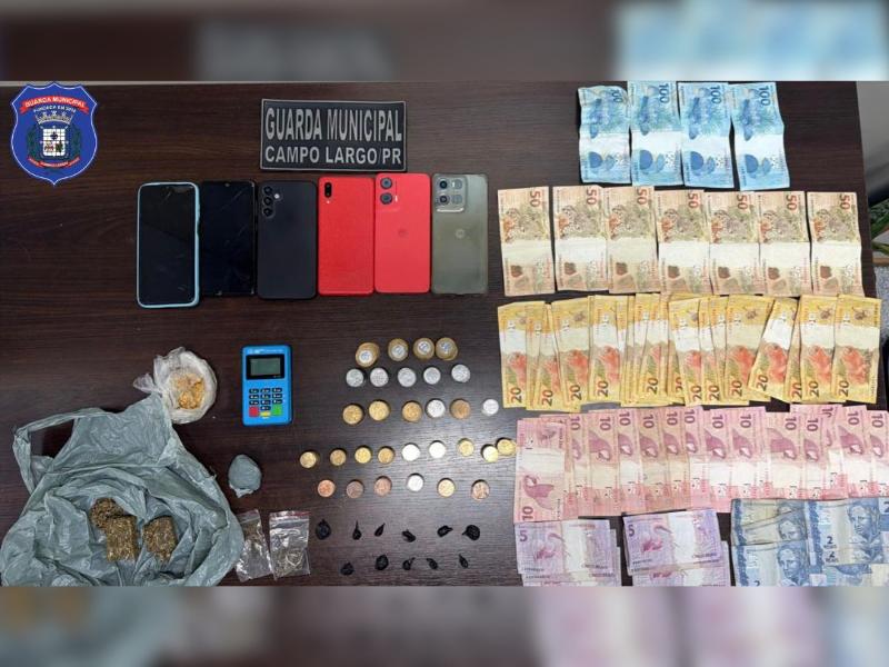 Indivíduos presos por tráfico de drogas pela Guarda Municipal de Campo Largo 